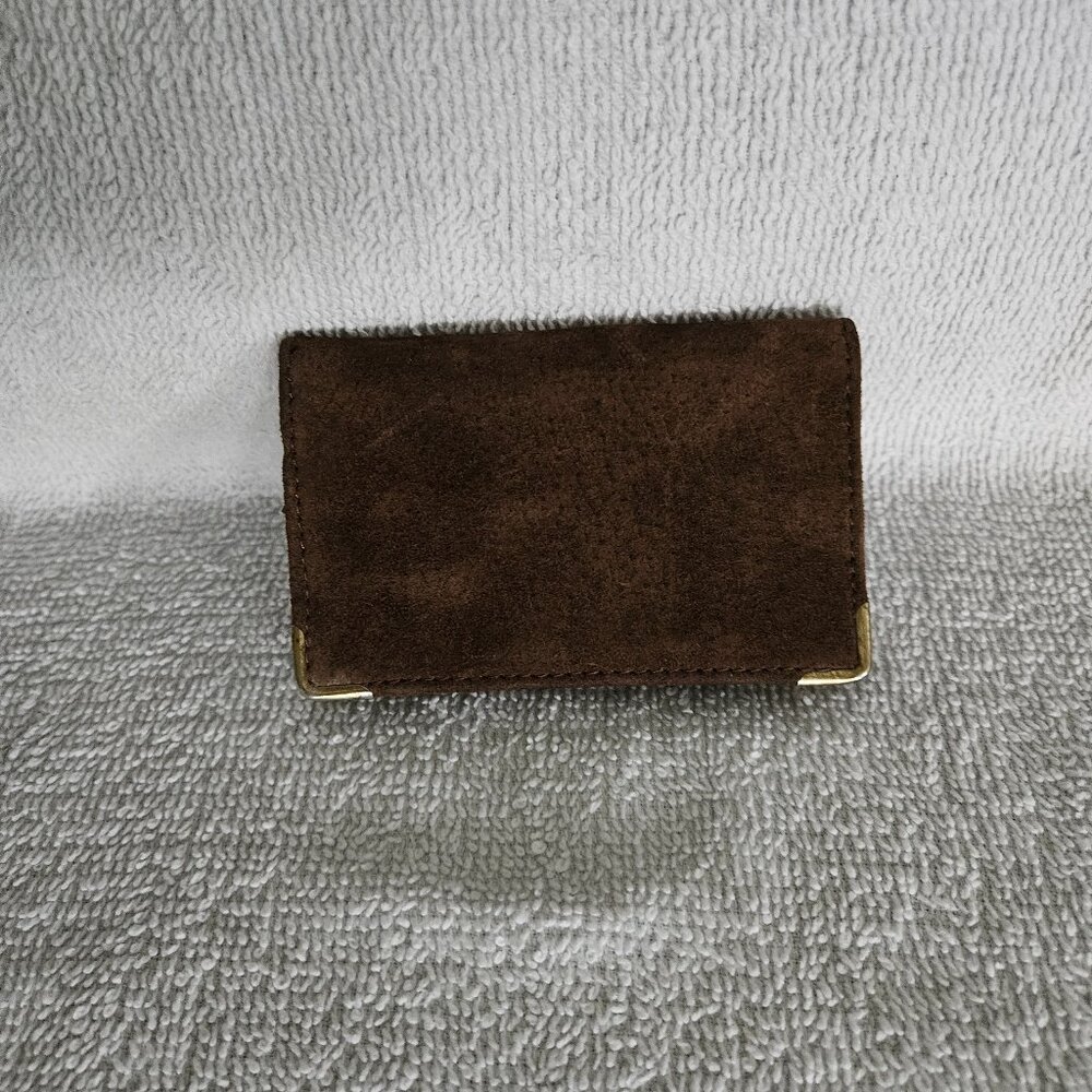 English Leather Brown Suede Card Holder
